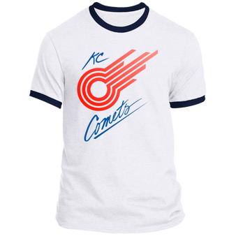 Kansas City Comets T-shirt Rarified Ringer MISL Soccer color White/Navy