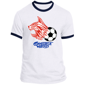 Connecticut Wildcats T-shirt Rarified Ringer ASL Soccer color White/Royal