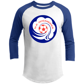 New England Oceaneers Raglan Shirt Franchise ASL Soccer color White/Royal Blue