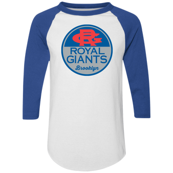 Brooklyn Royal Giants Raglan Tee Shirt color White/Royal Blue