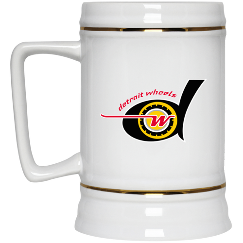 Detroit Wheels Beer Stein 22 oz. White Ceramic WFL Football Team