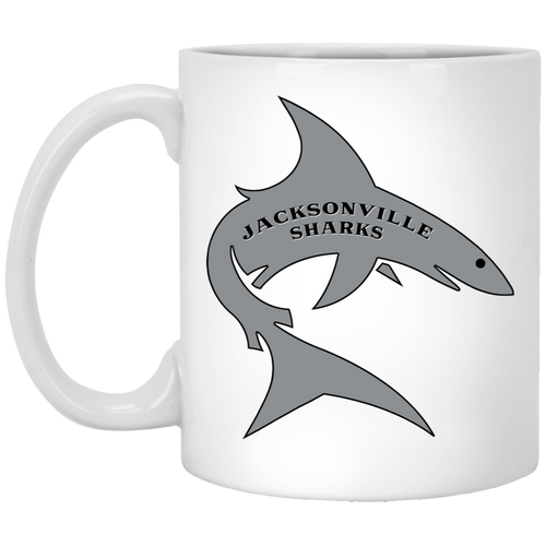 Jacksonville Sharks Mug 11 oz. White Glossy Ceramic WFL Football Team