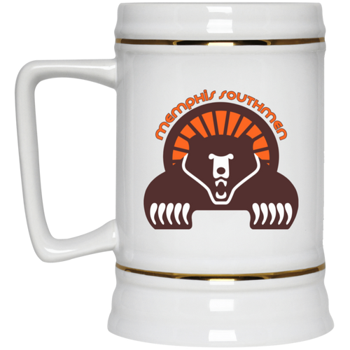 Memphis Southmen Beer Stein 22 oz. White Ceramic WFL Football Team