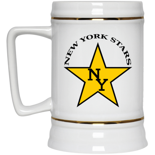New York Stars Beer Stein 22 oz. White Ceramic WFL Football Team