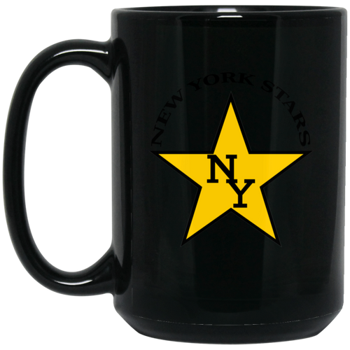 New York Stars Mug 15 oz. Black Glossy Ceramic WFL Football Team
