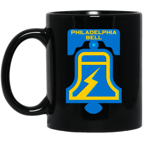 Philadelphia Bell Mug 11 oz. Black Glossy Ceramic WFL Football Team