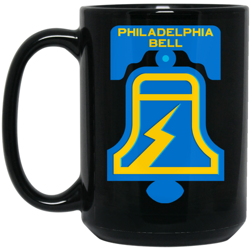 Philadelphia Bell Mug 15 oz. Black Glossy Ceramic WFL Football Team