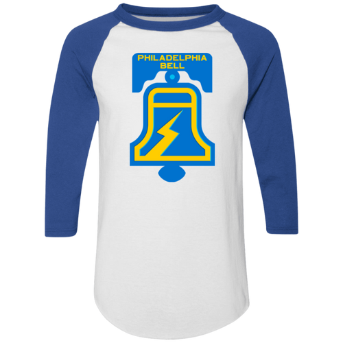 Philadelphia Bell Raglan Shirt Colorblock WFL Football Team color White/Royal Blue