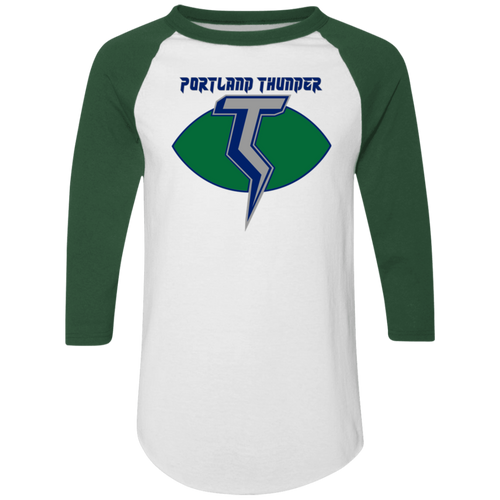 Portland Thunder Raglan Shirt Colorblock | WFL Football Team color White/Dark Green