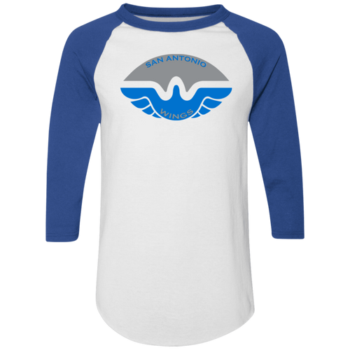San Antonio Wings Raglan Shirt Colorblock WFL Football Team color White/Royal Blue