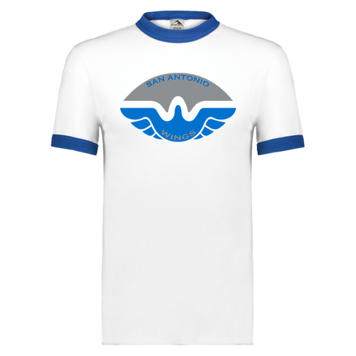 San Antonio Wings Ringer T-shirt WFL Football Team color White/Royal Blue