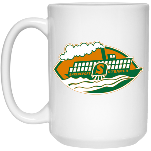 Shreveport Steamer Mug 15 oz. White Glossy Ceramic WFL Football Team