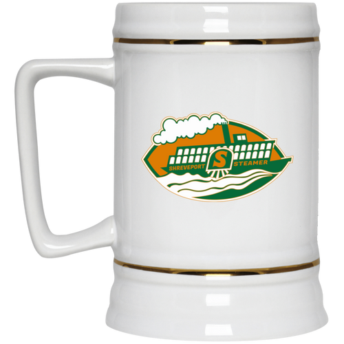Shreveport Steamer Beer Stein 22 oz. White Ceramic WFL Football Team
