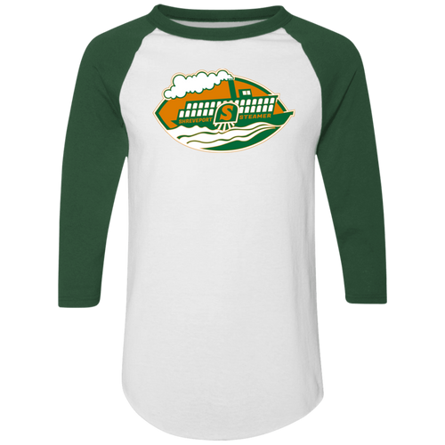 Shreveport Steamer Raglan Shirt Colorblock WFL Football Team color White/Dark Green