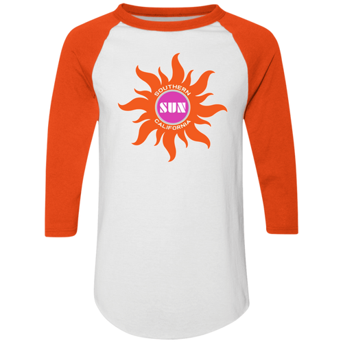 Southern California Sun Raglan Shirt Colorblock WFL Football Team color White/Orange