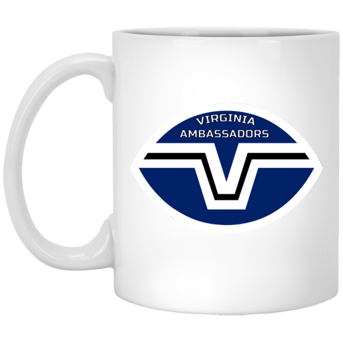 Virginia Ambassadors Mug 11 oz. White Glossy Ceramic WFL Football Team