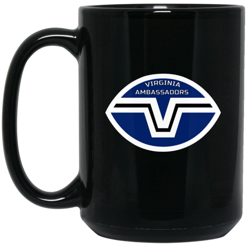 Virginia Ambassadors Mug 15 oz. Black Glossy Ceramic WFL Football Team