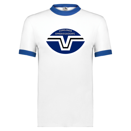 Virginia Ambassadors Ringer T-shirt | WFL Football Team color White/Royal Blue