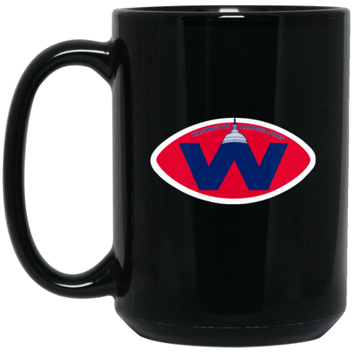 Washington Ambassadors Mug 15 oz. Black Glossy Ceramic WFL Football Team