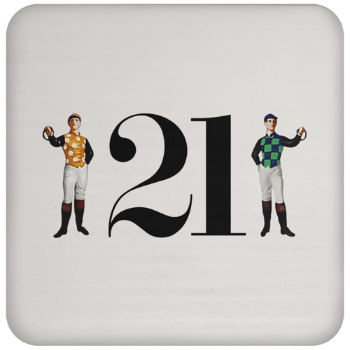 21 Club Drink Coaster Table Pad New York City Nightclub color White