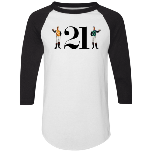 21 Club Raglan Shirt 3/4 Sleeve New York City Nightclub Fashion color White/Black