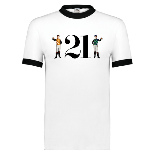 21 Club Ringer T-shirt New York City Nightclub Fashion color White/Black