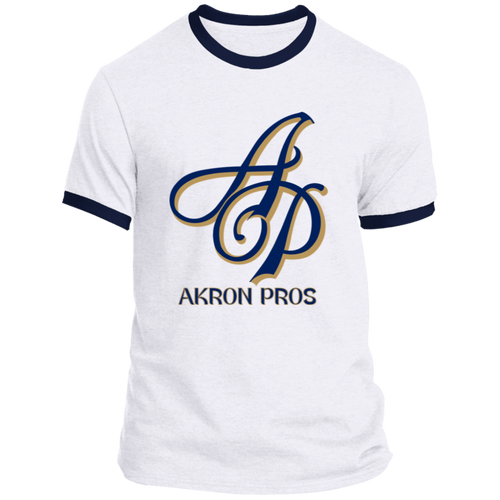 Akron Pros Cotton Ringer T-shirt NFL Football Team color White/Navy
