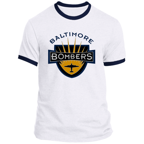 Baltimore Bombers Ringer T-shirt Cotton NFL Football Team color White/Navy