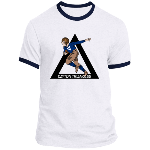Dayton Triangles Ringer T-shirt Cotton NFL Football Team color White/Navy