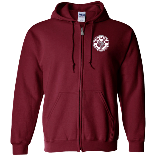 Los Angeles Wolves Full Zip Hoodie NASL Soccer Team color Maroon