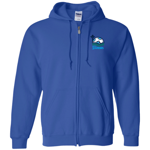 Seattle Sounders Full Zip Hoodie NASL Soccer Team color Royal Blue