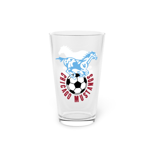 Chicago Mustangs Pint Beer Glass 16 Ounce NASL Soccer Team Collectible Drinkware
