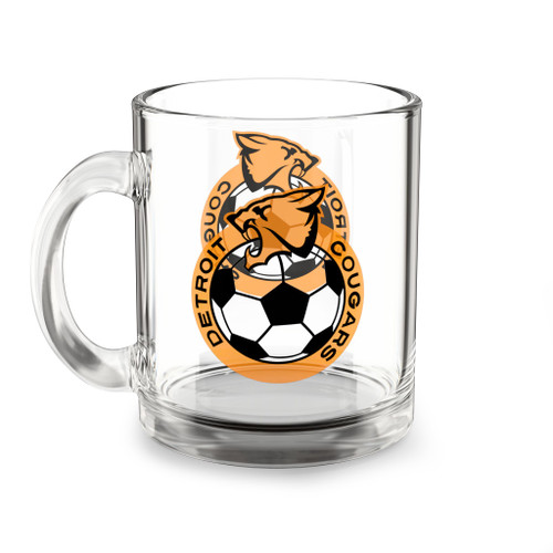 Detroit Cougars Glass Beer Mug 10 Ounce Capacity NASL Soccer Team Collectible Drinkware