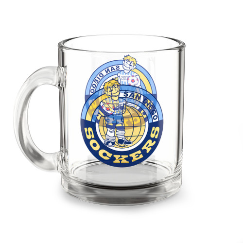 San Diego Sockers Glass Beer Mug 10 Ounce Capacity NASL Soccer Team Collectible Drinkware