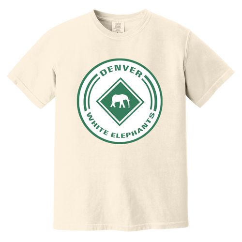 Denver White Elephants T-shirt Heavyweight Negro Leagues Baseball Team Fan Apparel Tee color Ivory
