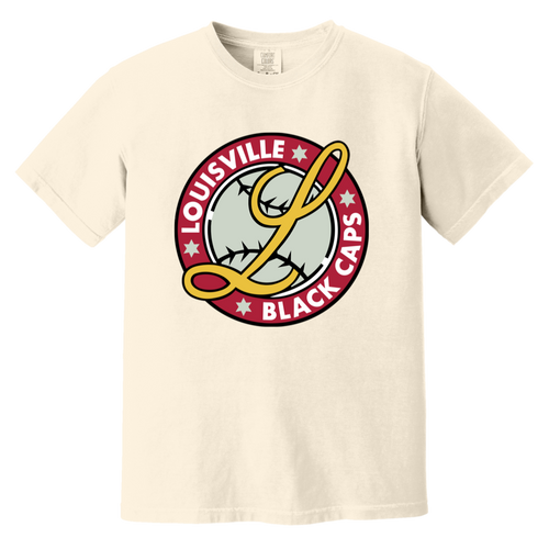 Louisville Black Caps T-shirt Heavyweight Negro Leagues Baseball Team Fan Apparel Tee color Ivory