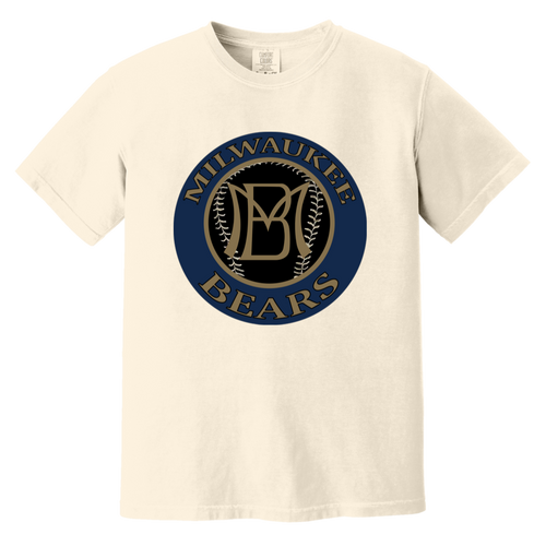 Milwaukee Bears T-shirt Heavyweight Negro Leagues Baseball Team Fan Apparel Tee color Ivory