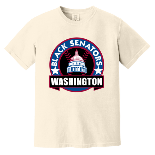 Washington Black Senators T-shirt Heavyweight Negro Leagues Baseball Team Fan Apparel Tee color Ivory