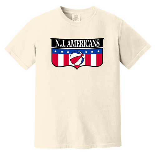 New Jersey Americans T-shirt Heavyweight ABA Basketball Team Fan Apparel Tee color Ivory