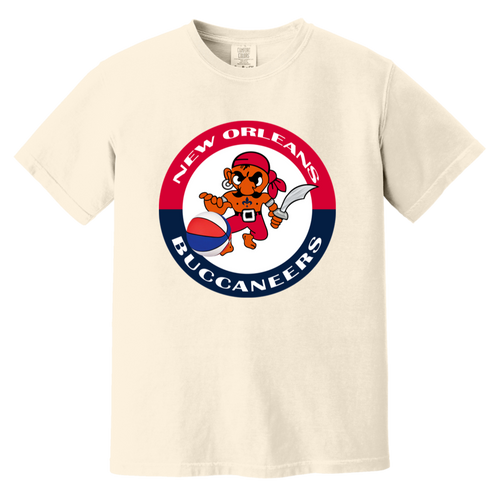 New Orleans Buccaneers T-shirt Heavyweight ABA Basketball Team Fan Apparel Tee color Ivory