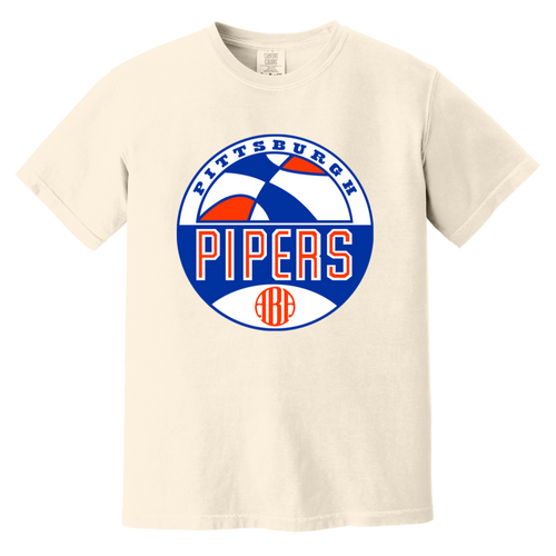 Pittsburgh Pipers T-shirt Heavyweight ABA Basketball Team Fan Apparel Tee color Ivory