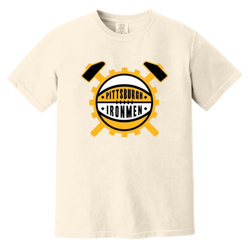 Pittsburgh Ironmen T-shirt Heavyweight NBA Basketball Team Fan Apparel Tee color Ivory