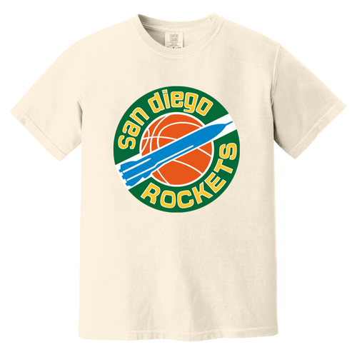 San Diego Rockets T-shirt Heavyweight NBA Basketball Team Fan Apparel Tee color Ivory