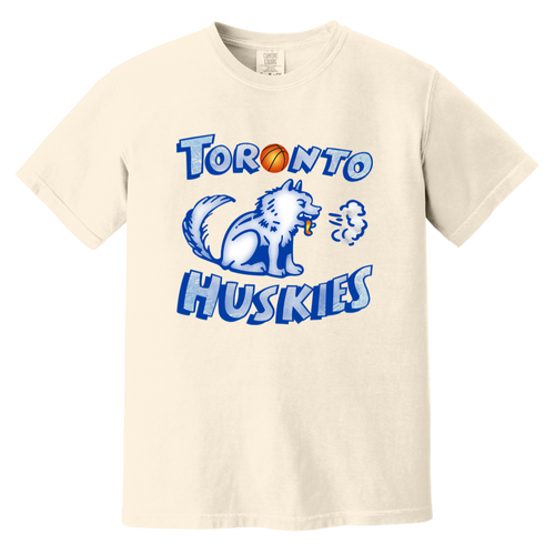 Toronto Huskies T-shirt Heavyweight NBA Basketball Team Fan Apparel Tee color Ivory