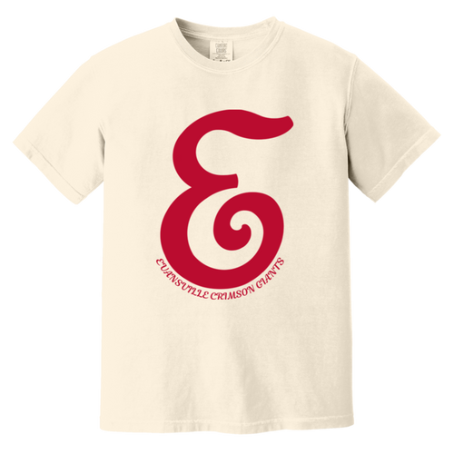 Evansville Crimson Giants T-shirt Heavyweight NFL Football Team Fan Apparel Tee color Ivory