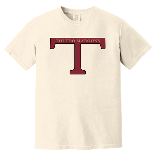 Toledo Maroons T-shirt Heavyweight NFL Football Team Fan Apparel Tee color Ivory