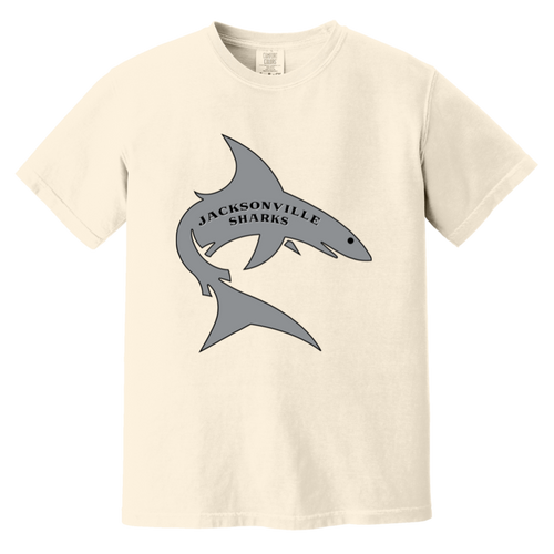 Jacksonville Sharks T-shirt Heavyweight WFL Football Team Fan Apparel Tee color Ivory
