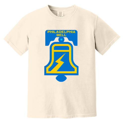 Philadelphia Bell T-shirt Heavyweight WFL Football Team Fan Apparel Tee color Ivory