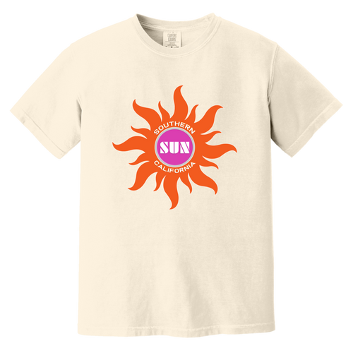 Southern California Sun T-shirt Heavyweight WFL Football Team Fan Apparel Tee color Ivory