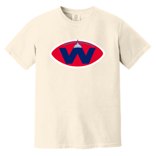 Washington Ambassadors T-shirt Heavyweight WFL Football Team Fan Apparel Tee color Ivory